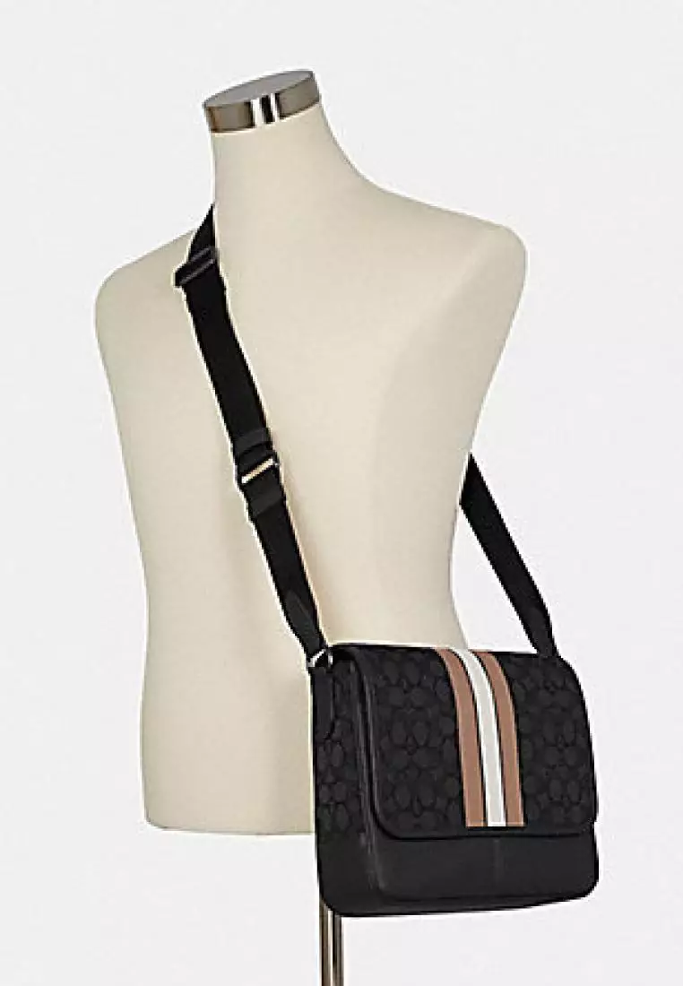 Coach Thompson Small Map Bag In Signature Jacquard With Stripe Black Elm Multi