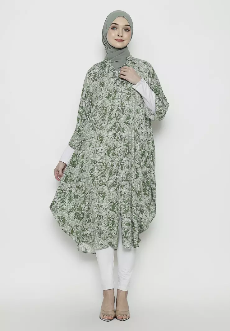 Urban Exchange Misha Kaftan Green - Gamis Kaftan Rayon