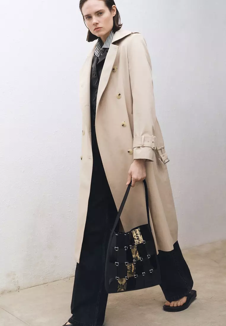 Double-Button Cotton Trench Coat