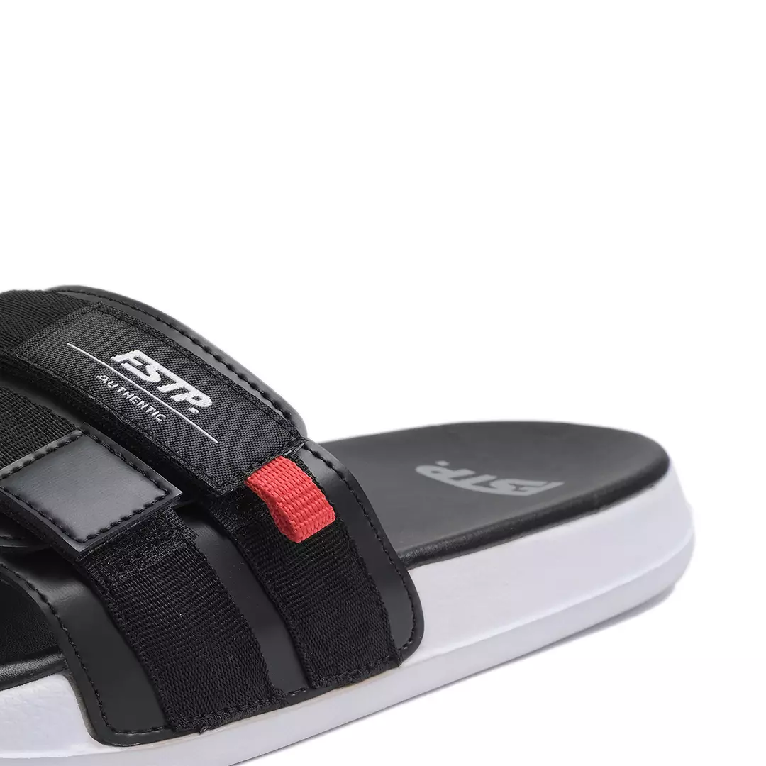 Stereo Black White Sandal Pria Slide