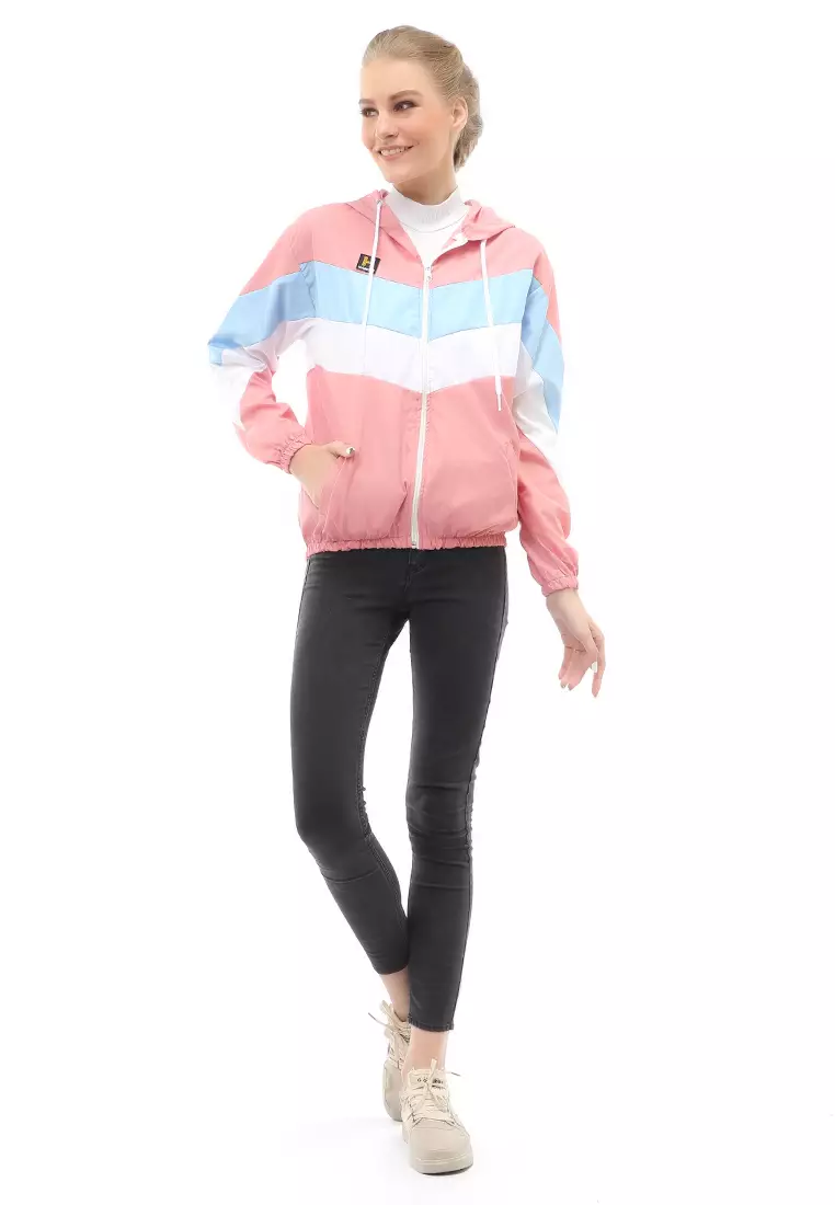 Hardwin Jacket Outer Wanita Jaket Hoodie 3 Warna Material Parasut Despo ORIGINAL - Pink