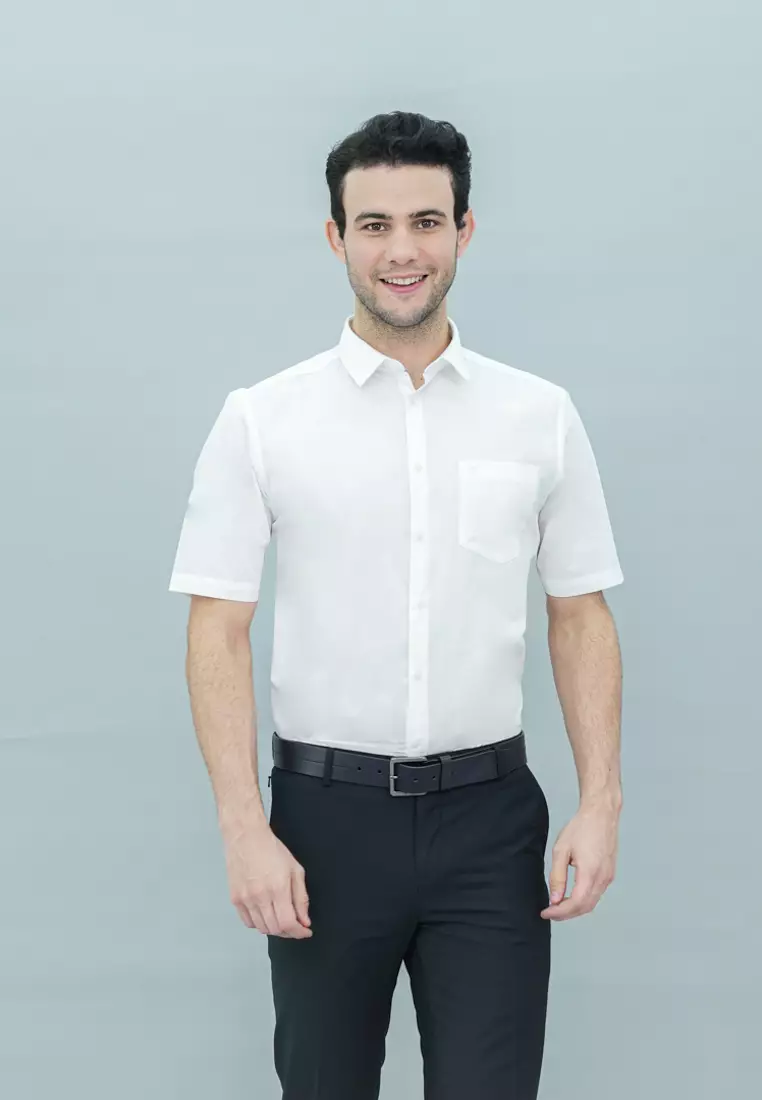 Johnwin - Kemeja Formal Basic - Lengan Pendek Warna Putih FSH.650.Q252.967.C-S/S