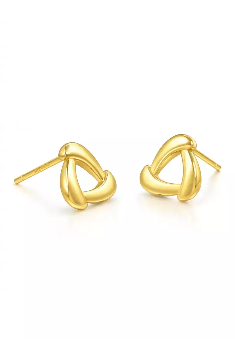 999 24K Solid Gold Dainty Stud Earrings for Women 94093E