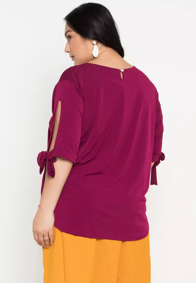 Buy F.101 Plus Size Blouse with Self Tie Sleeve 2024 Online