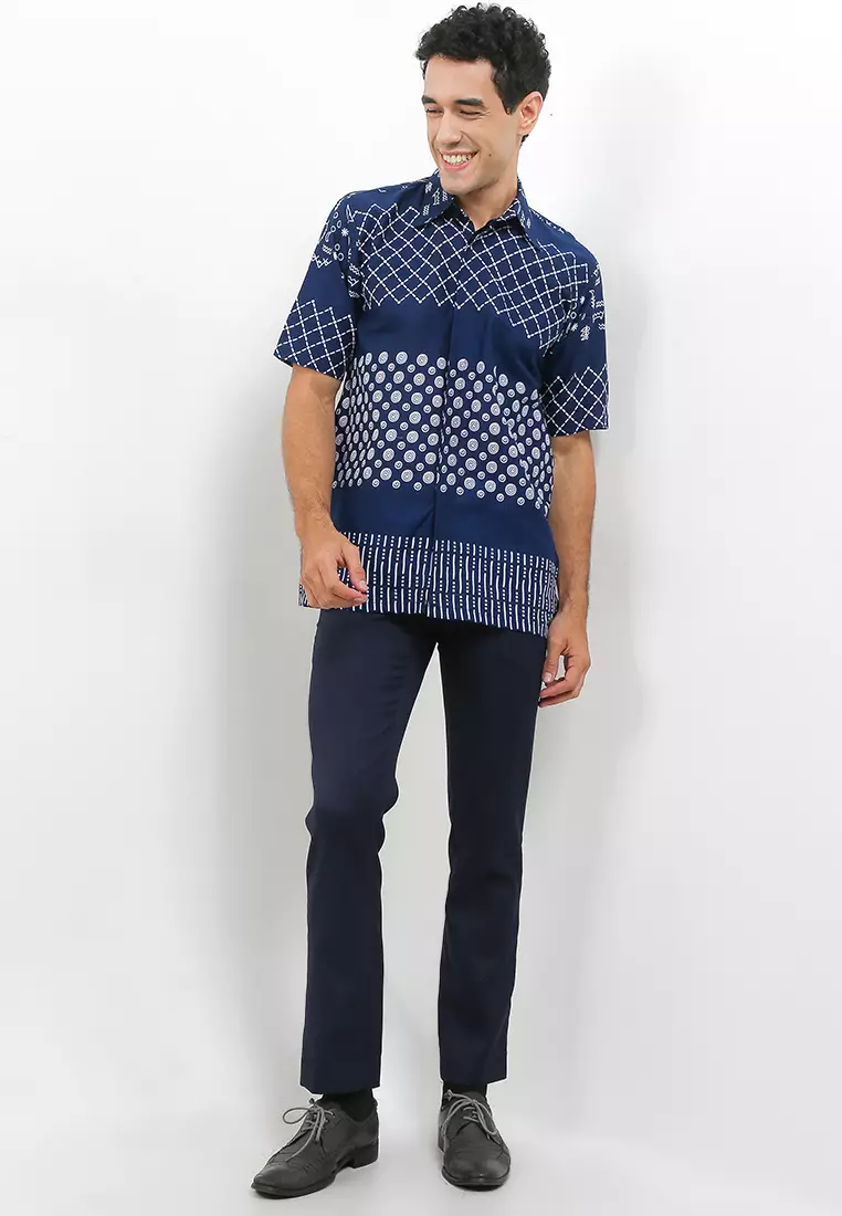 Jaring Kemeja Batik Exclusive Premium Pria Casual Modern Lengan Pendek