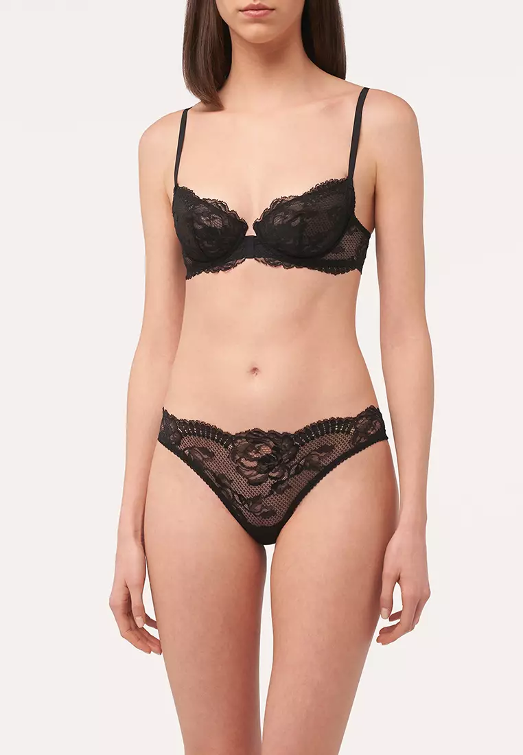 Buy La Perla La Perla lingerie lace balconette bra in Black 2024