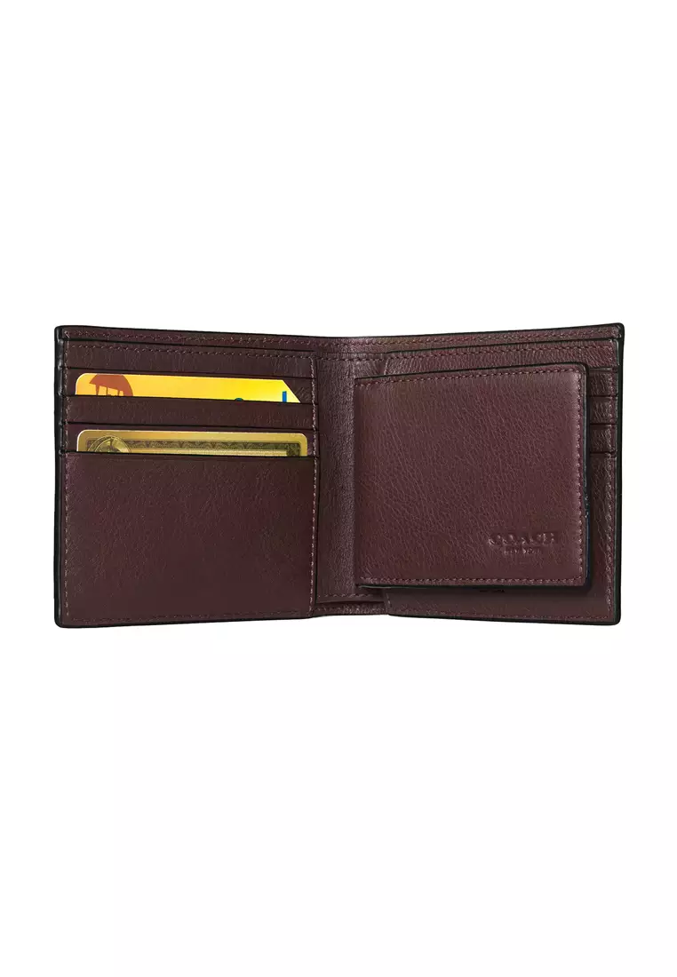 Men's 3 In 1 Wallet In Smooth Calf Leather Mahogany CR911