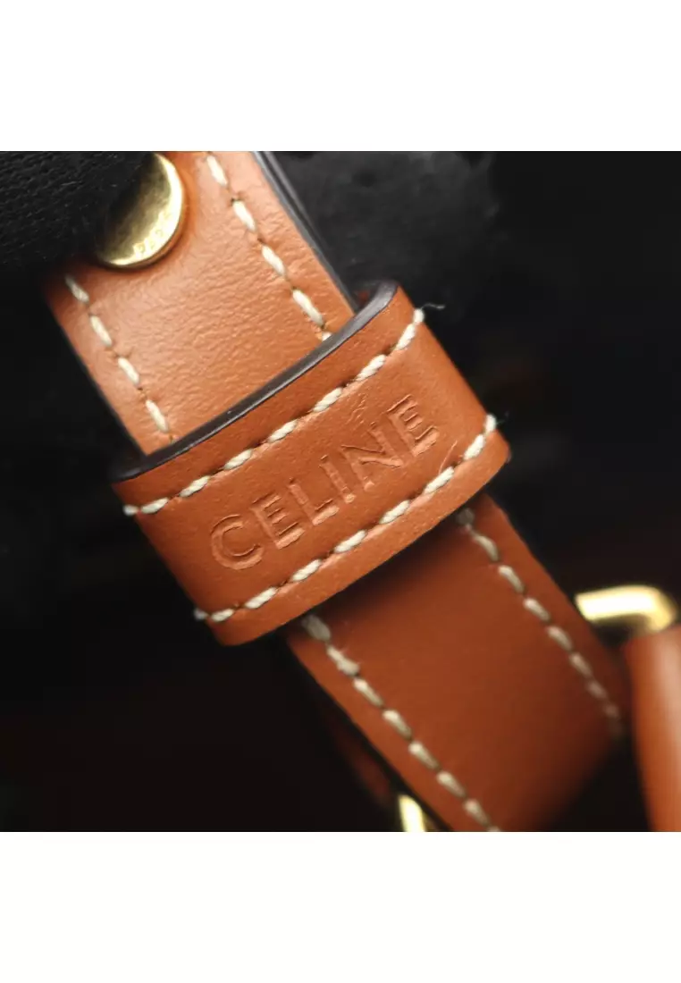 Pre-Loved Celine Small Vertical Hippopotamus Triomphe Handbag tote bag PVC leather black Brown 2WAY