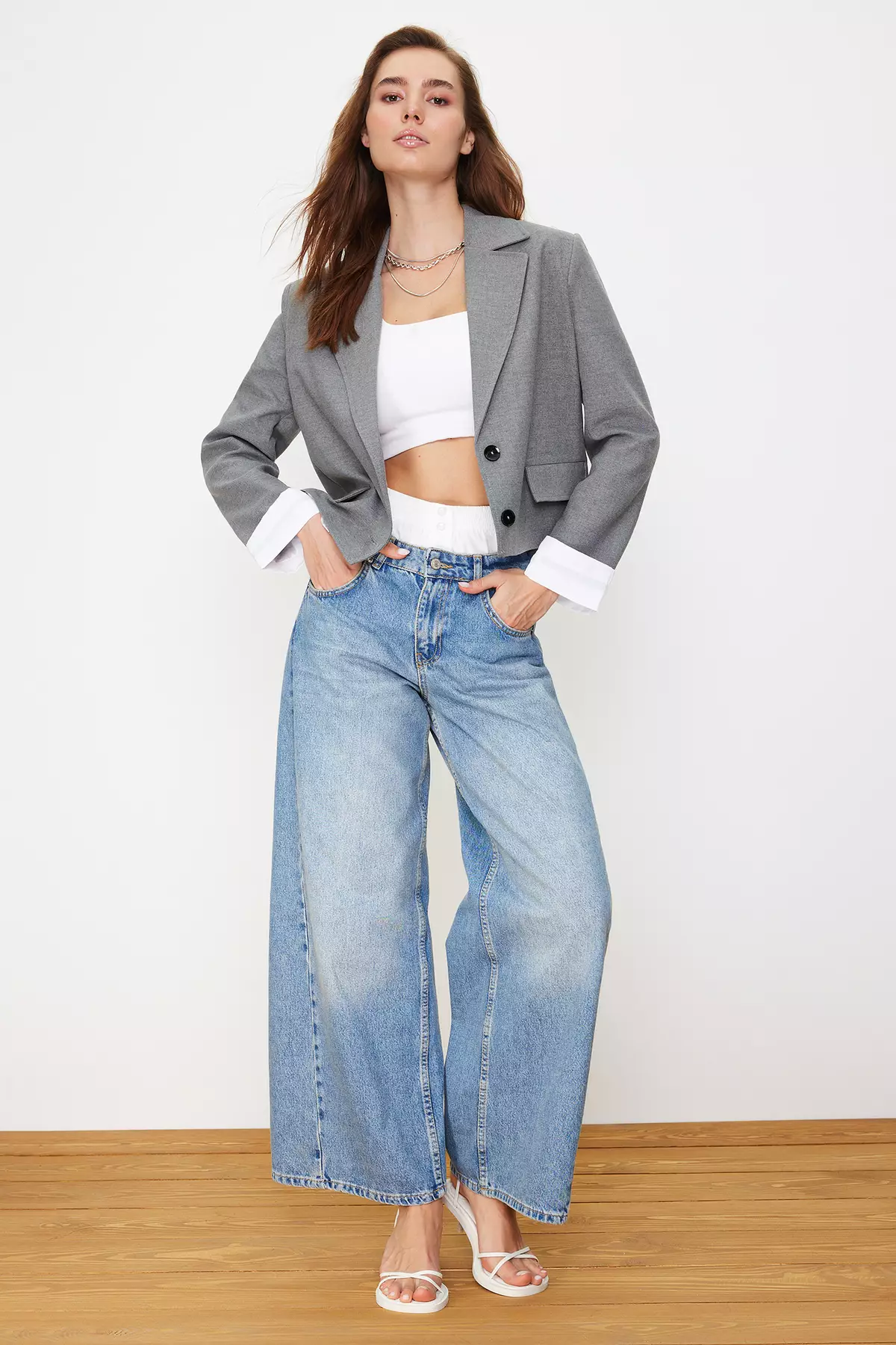 Contrast Cuffs Blazer