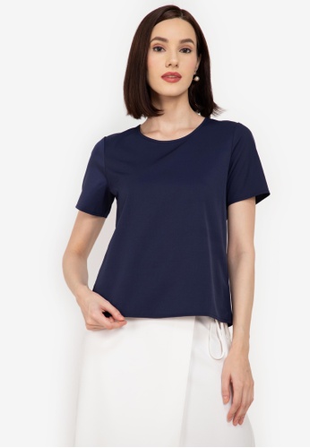 ZALORA WORK navy Button Back Top 7B43DAACE72267GS_1