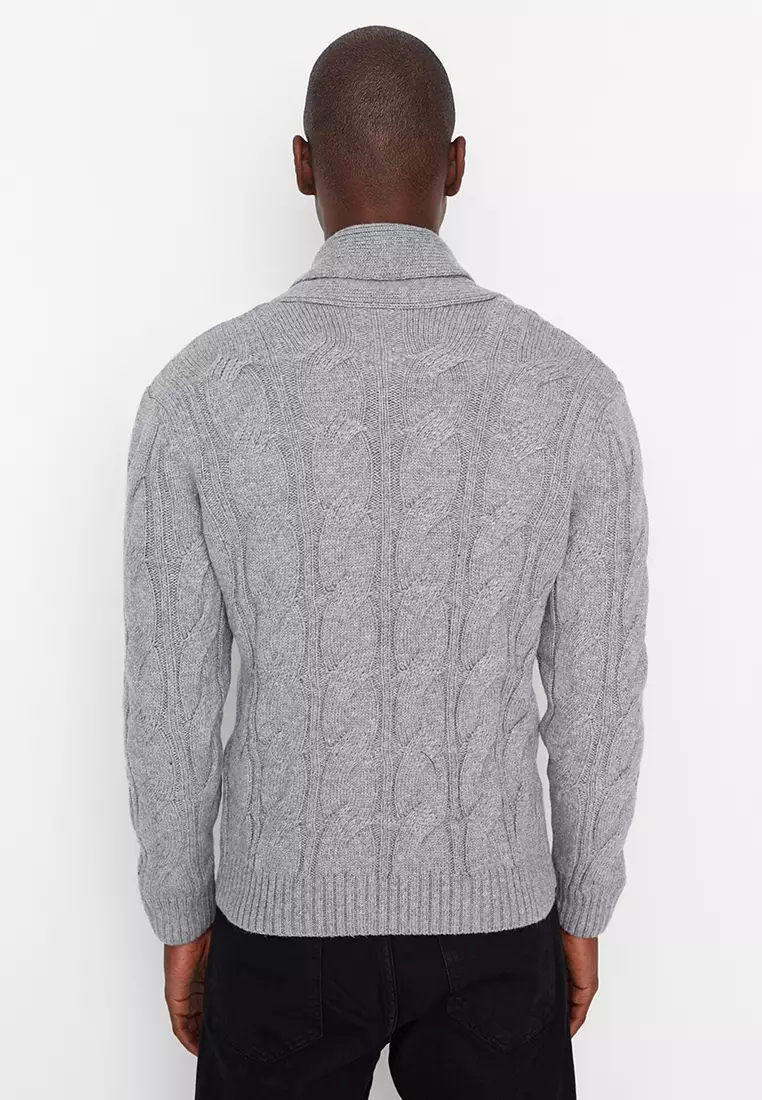 Shawl Collared Slim Fit Knit Cardigan