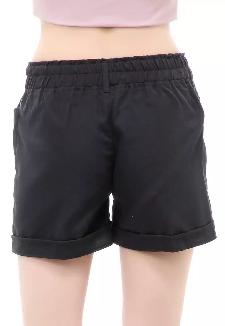Madoc Short Pants Celana Pendek Kasual Wanita Highwaist Front Pocket Material Cotton ORIGINAL - Black