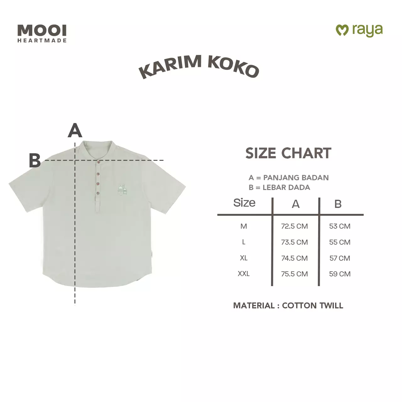 Mooi Atasan Pria Kemeja Pria Raya Collection Karim Koko - Clary Sage
