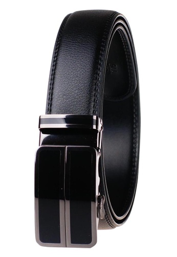 FANYU black Men's Slide Buckle Automatic Belts Ratchet Genuine Leather Belt 35mm Width 3B655AC18C5695GS_1