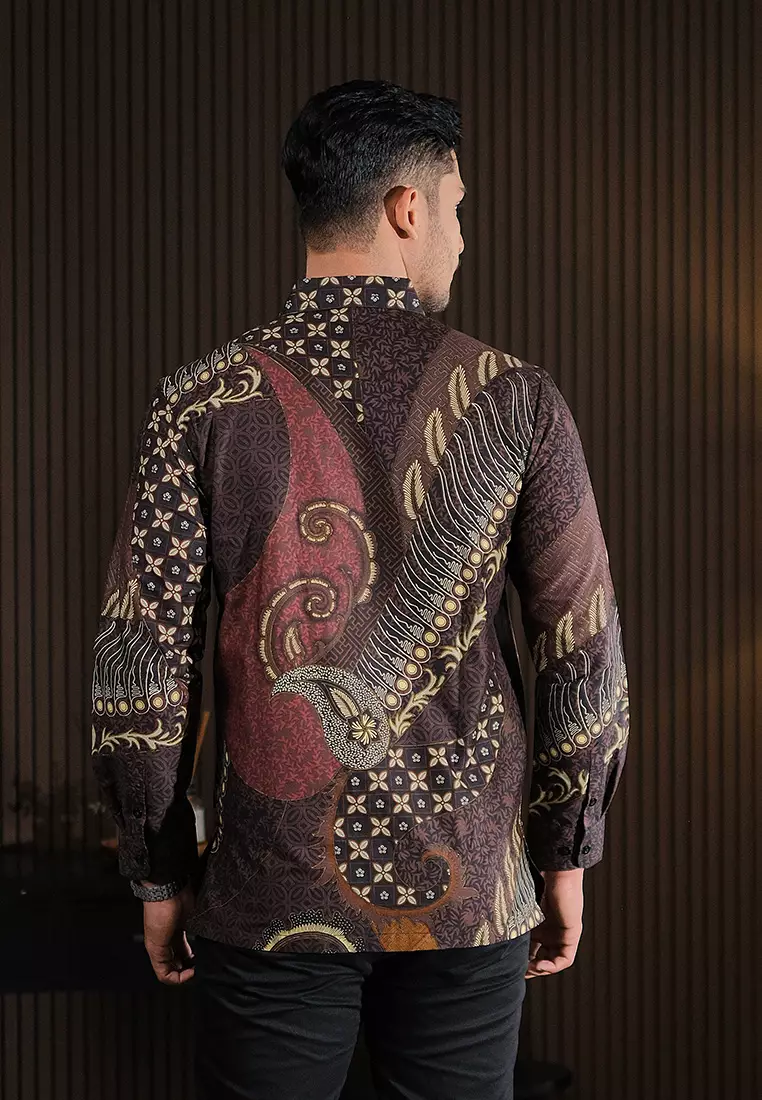 Hadinata Batik Kemeja Panjang Furing Superfine Deswan Maroon