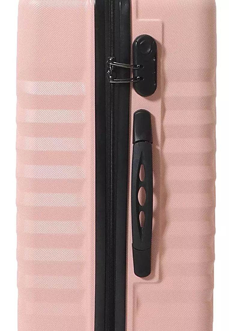 Isvara Tas Koper One Set Unisex Large Compartment Suitcase Number Code Locking Material Fiber ABS ORIGINAL - Pink Tua