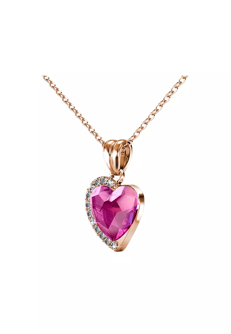 Fond Love Pendant Bright Pink RG - Kalung Crystal Swarovski by Her Jewellery