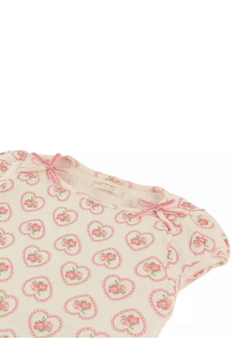 Rosie Printed Pointelle Skort Set with Bows