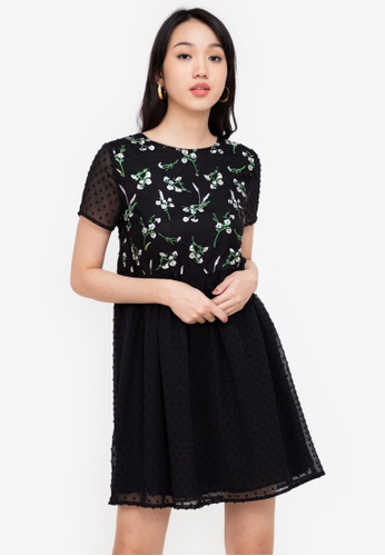 ZALORA BASICS black Embroidery Smock Dress 2810CAA2B0359EGS_1