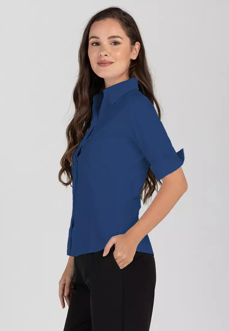 Diana 3/4 Sleeve Pinstripe Button Down Office Blouse