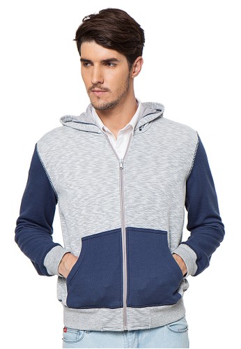 Jacket long sleeve hoodie pocket contrast color