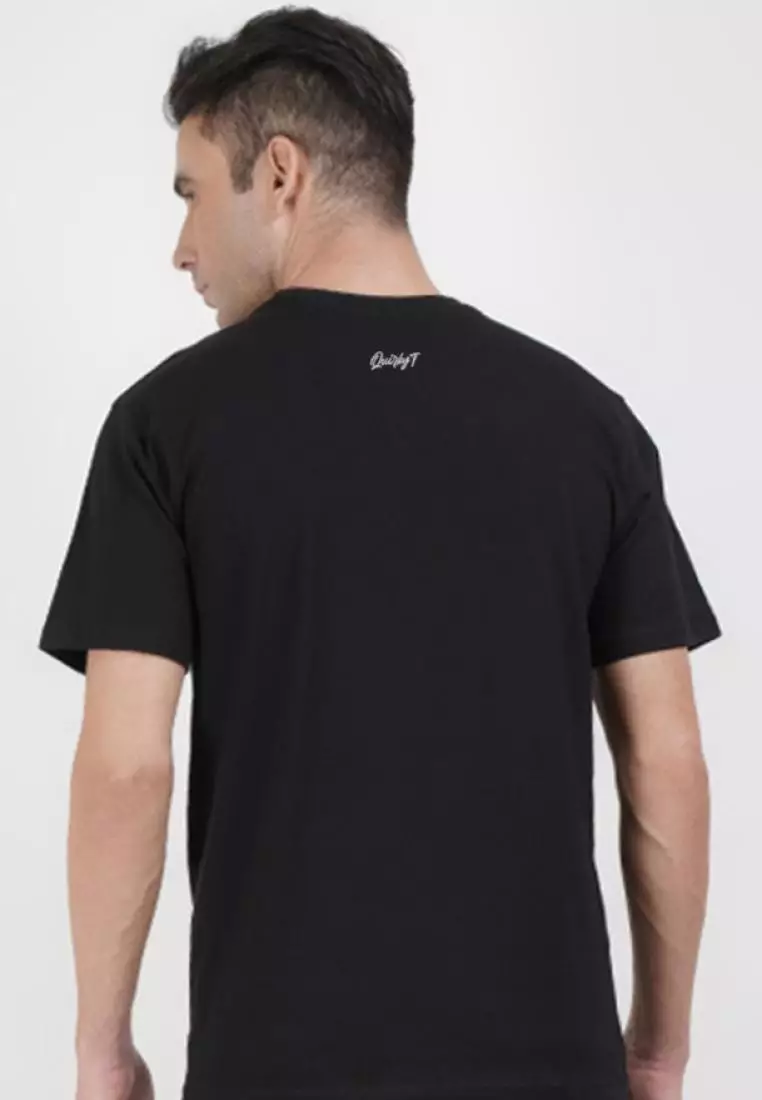 Positive Vibes Black Cotton Short Sleeve Crew Neck Regular Fit T-Shirt