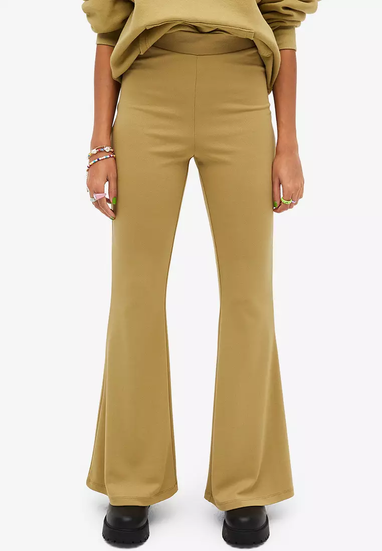 High-waist flared trousers - Brown - Monki