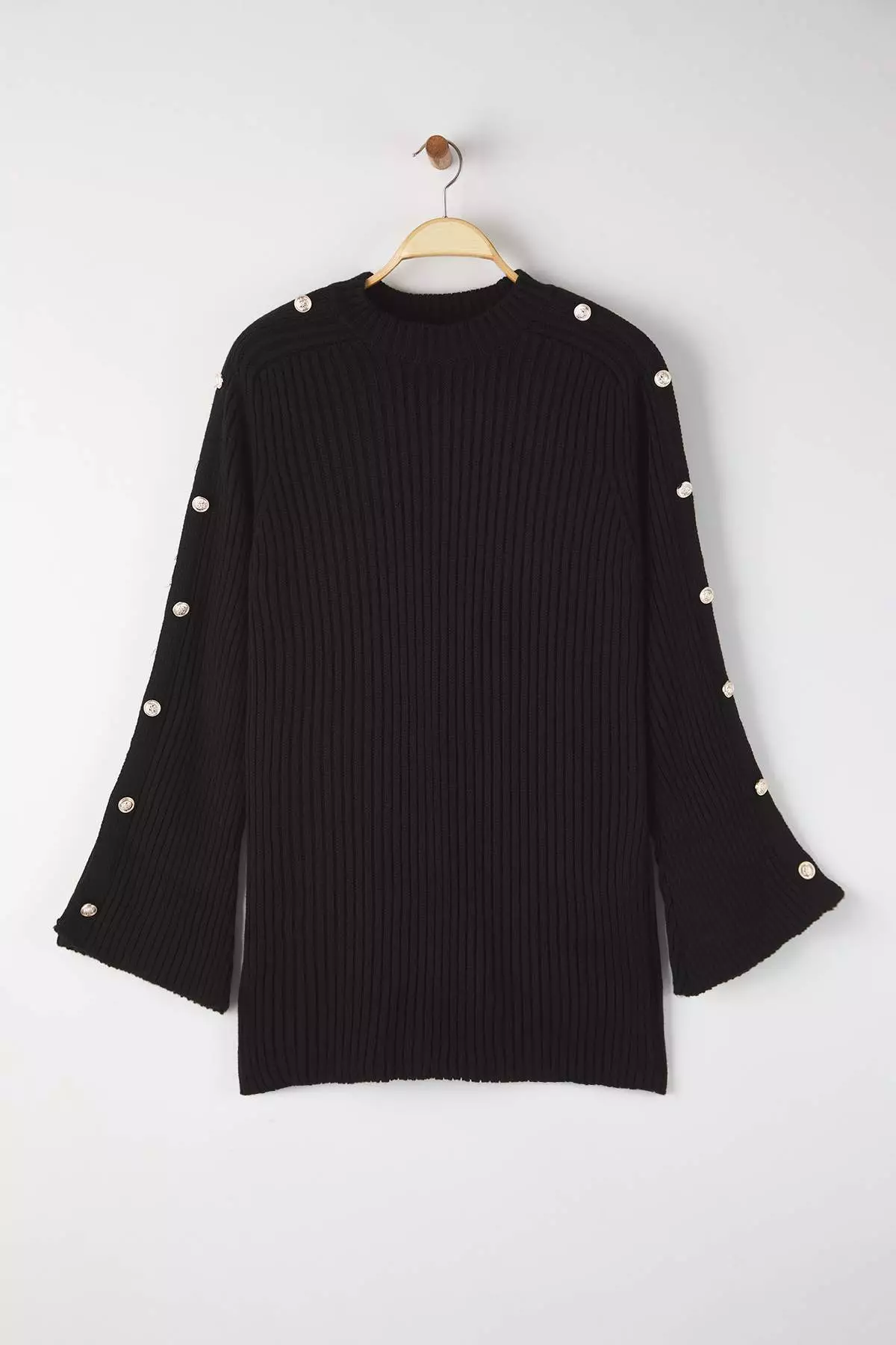 Black Flare Sleeve Detailed Knitwear Sweater