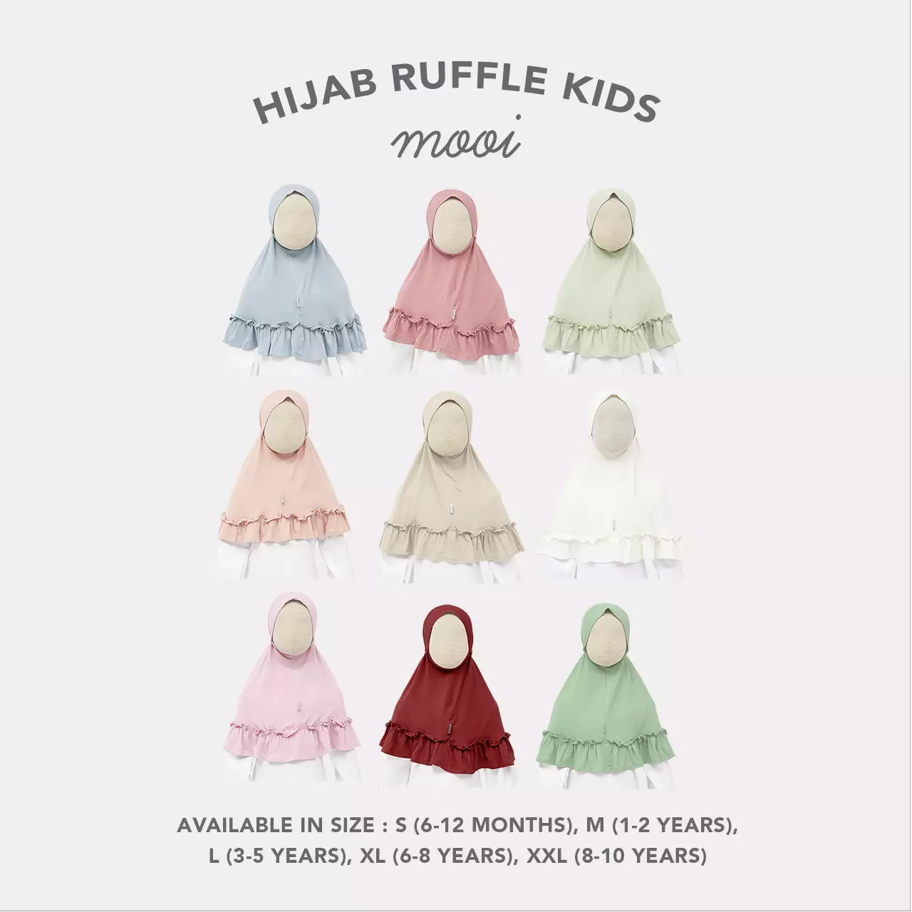 Mooi Hijab Ruffle Anak Jilbab Anak Perempuan - Clary Sage