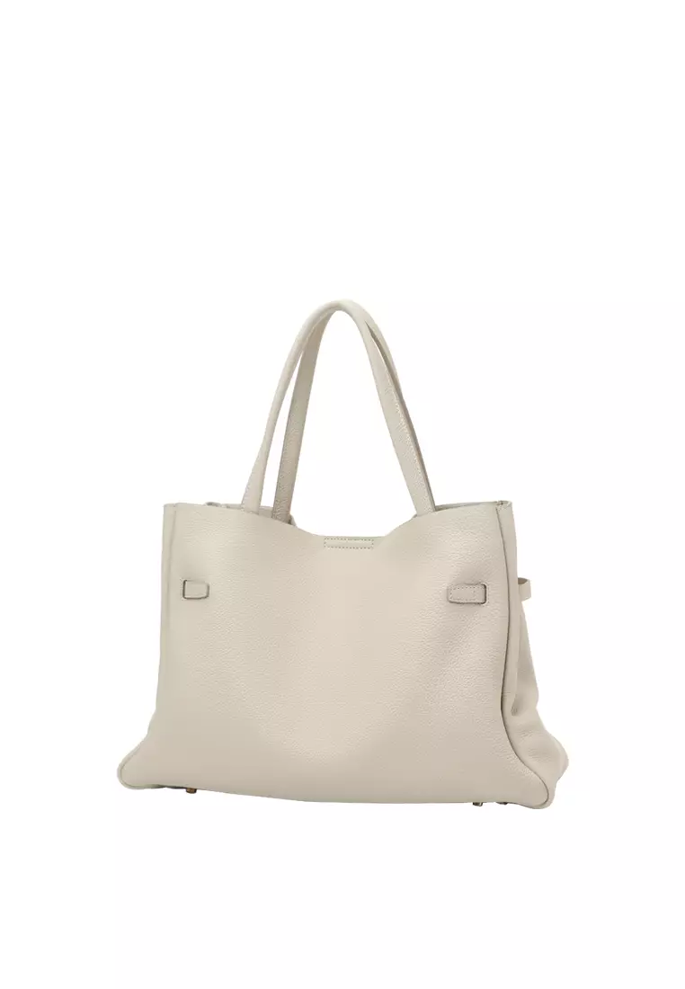 SAOIRSE Soft Structural Belt Tote Bag - Cream Beige