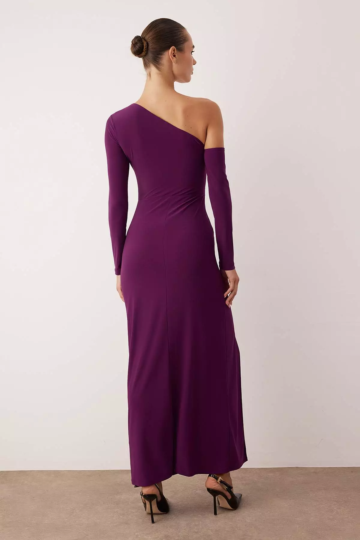 Plum Cut Out And Accessory Detailed Knitted Maxi Evening Dress & Homecoming Dress Tpraw26Ae12
