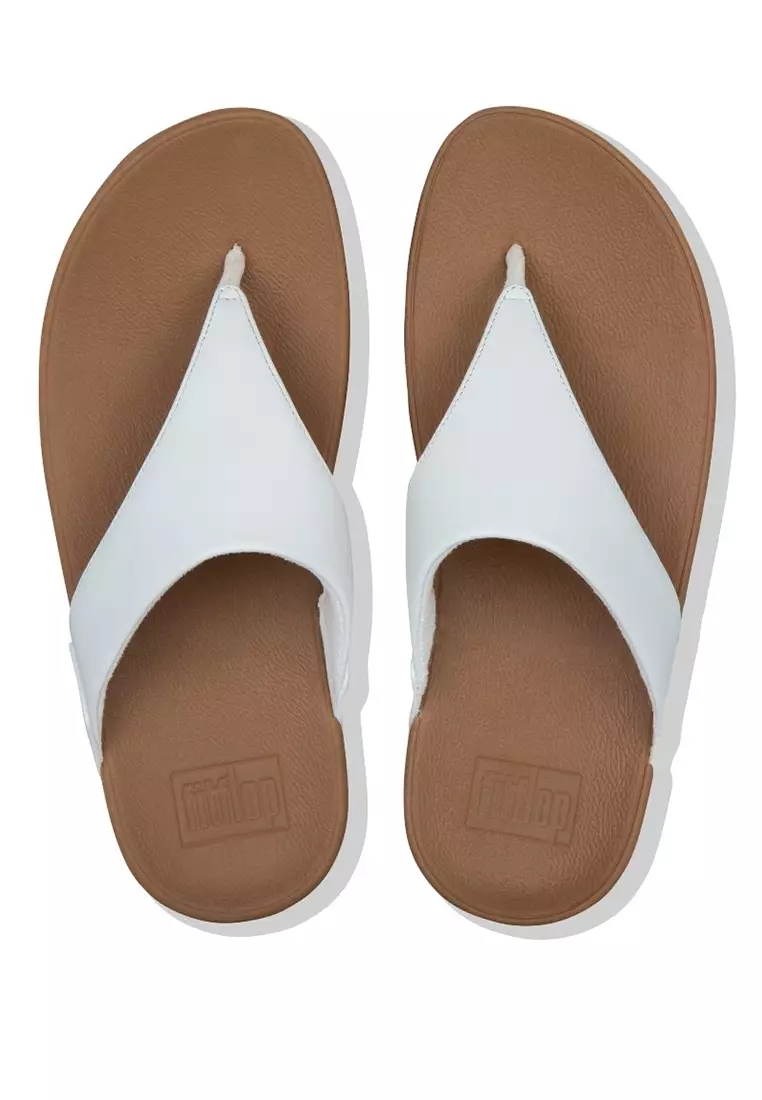 FitFlop LULU Women's Leather Toe-Post Sandals - White (I88-024)