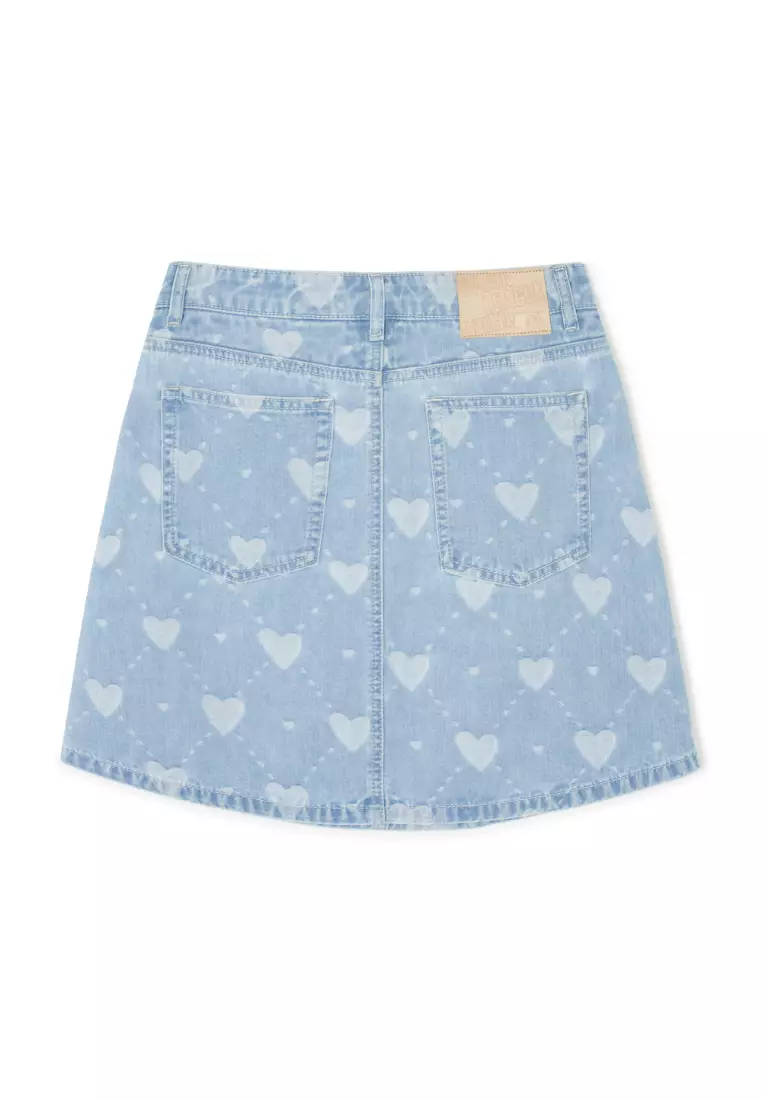 網上選購MLB WOMEN'S HEART JACQUARD DENIM SKIRT NEW YORK