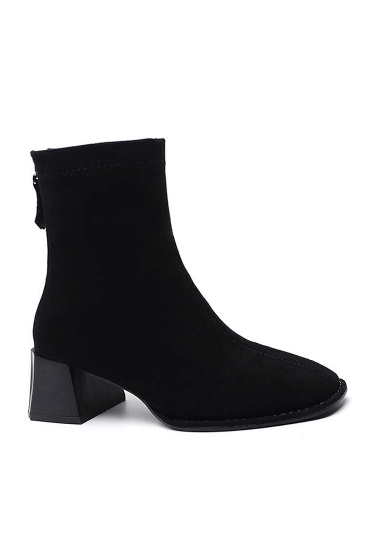 Faux Suede Block Heel Martin Boots WW1028-1