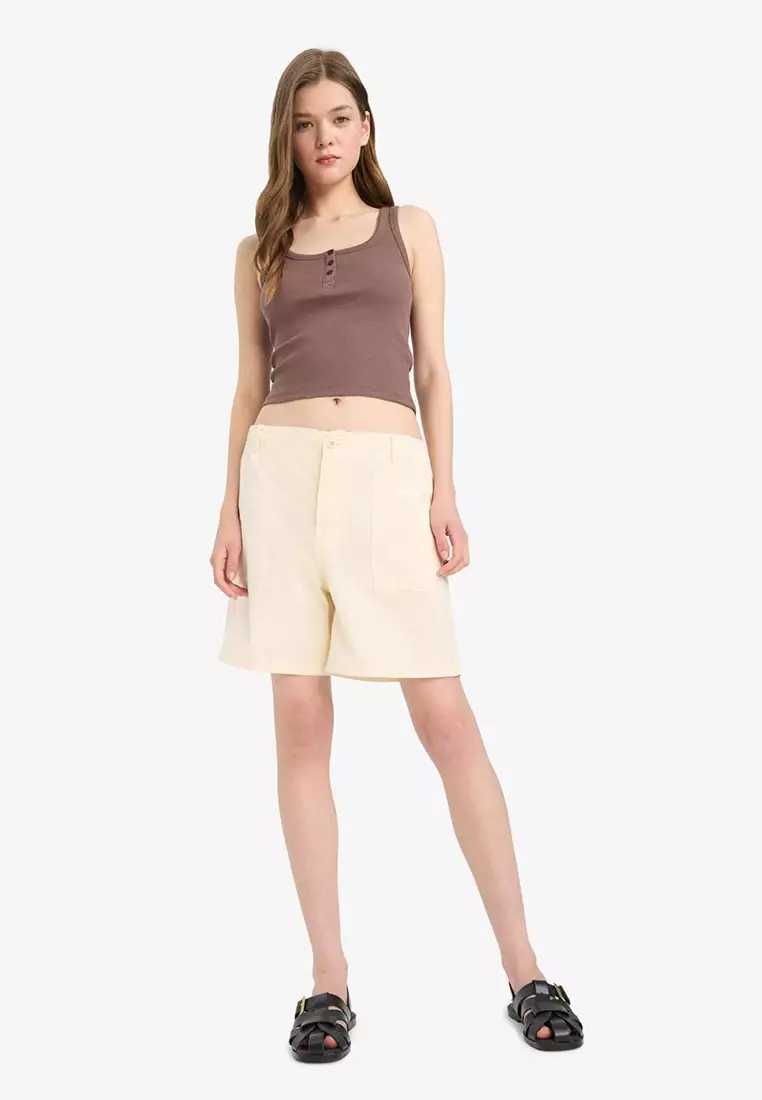 Coool Normal Waist Short Leg Gabardine Shorts F3318Ax25Sm