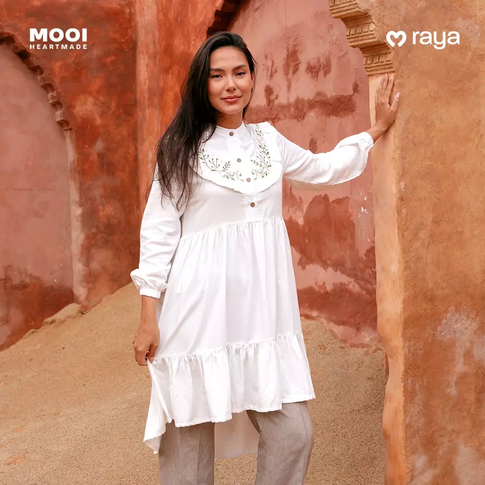 Mooi Tunik Wanita Atasan Wanita Raya Collection Yaseera Tunic - Khaki