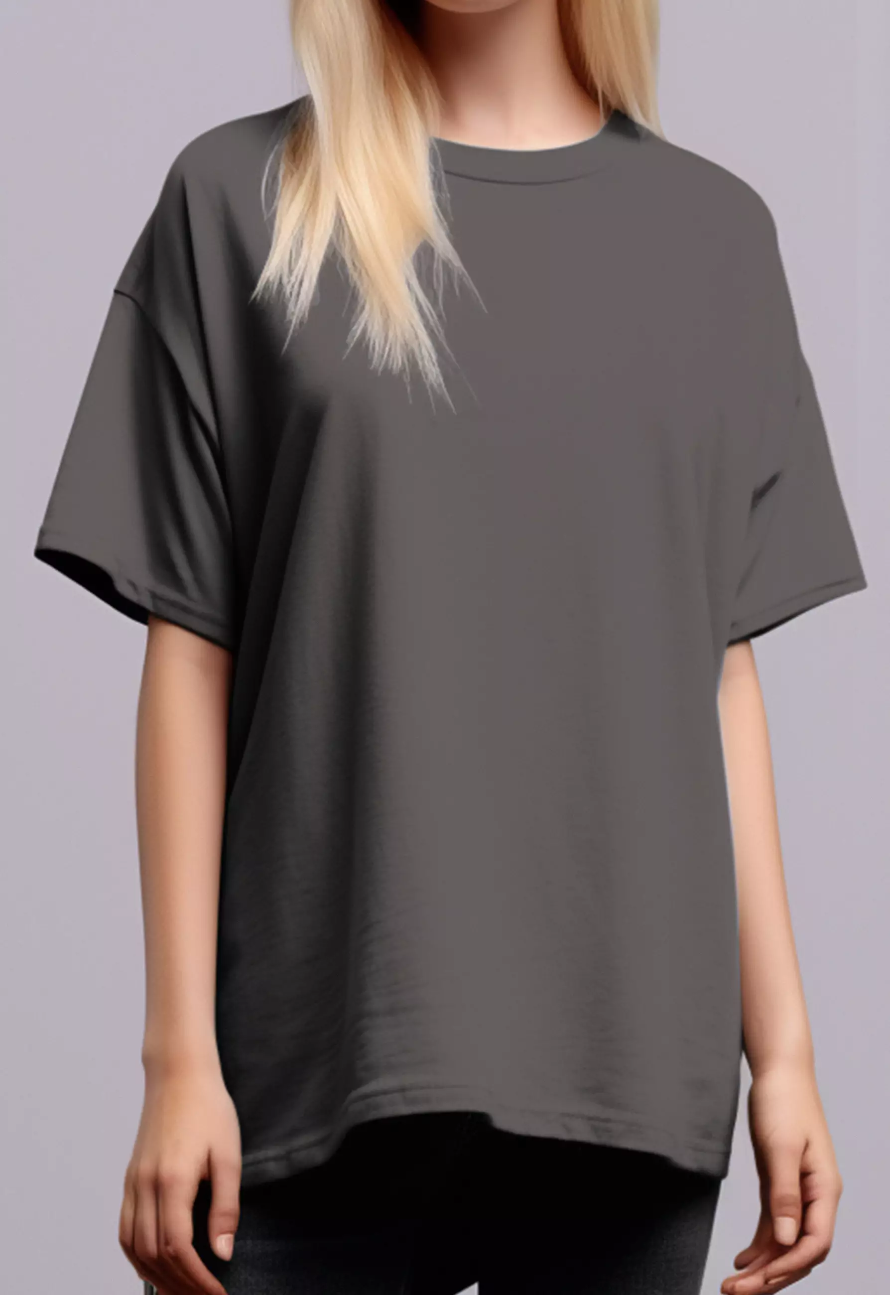 LTF55 Kaos Oversize Wanita Dark Grey Washed Washing Efek kaos band grunge distressed "Forever Young"