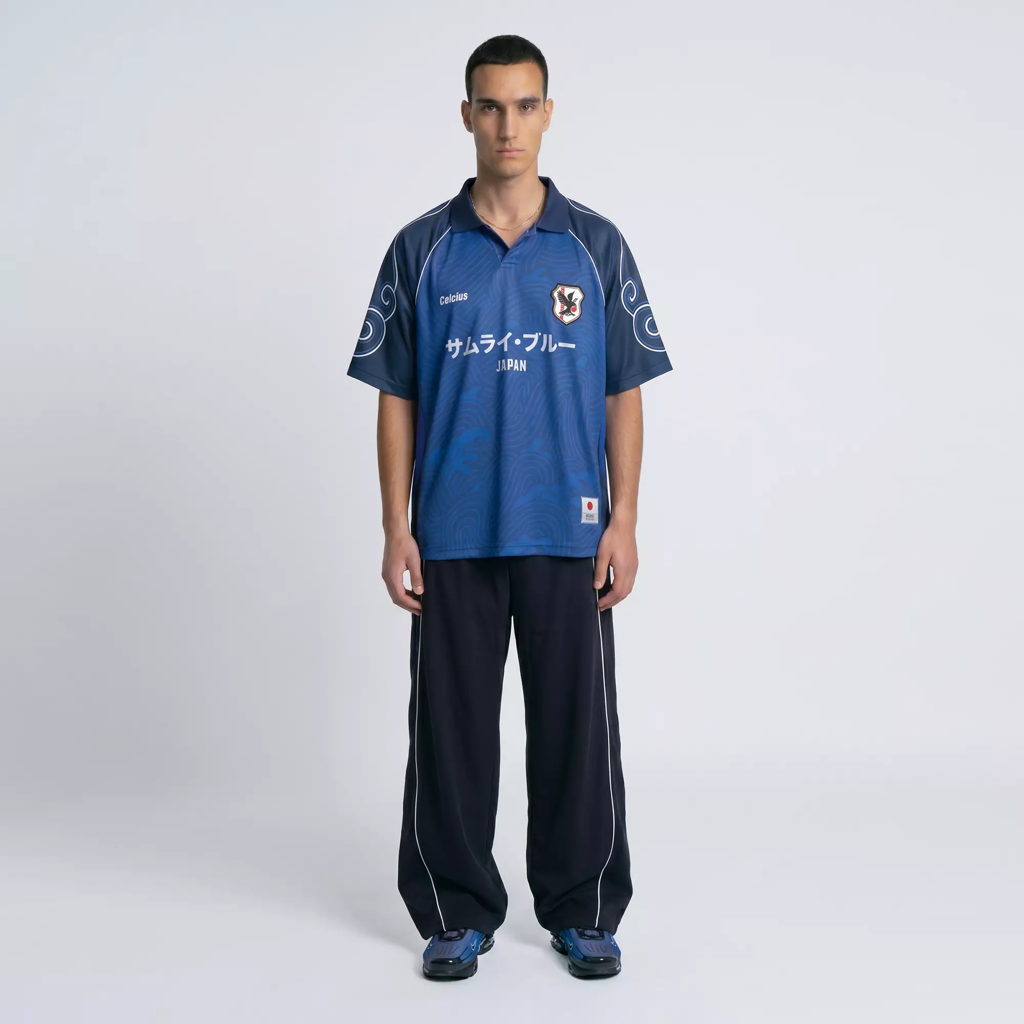 CELCIUS Japan Hokusai Wave Polo Shirt Jersey LIN001634C Biru