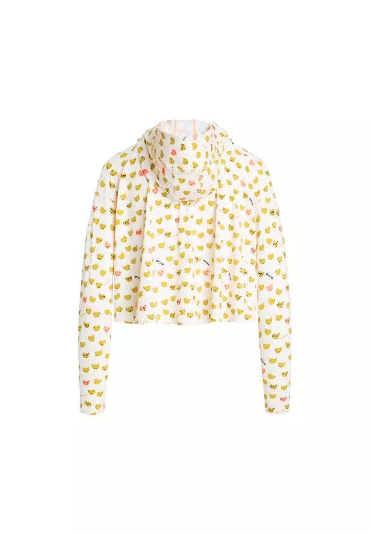 arena x Tsumori Chisato聯乘系列 女士貓臉圖案印花長袖拉鏈連帽防曬上衣