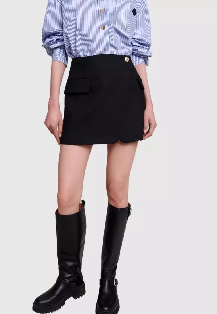 Pleated plaid asymmetric skirt maje hotsell