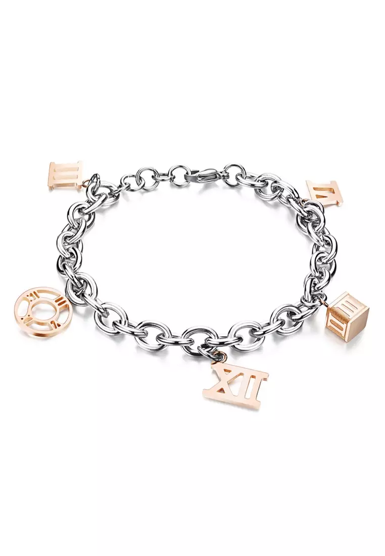 Gold tone top charm bracelet