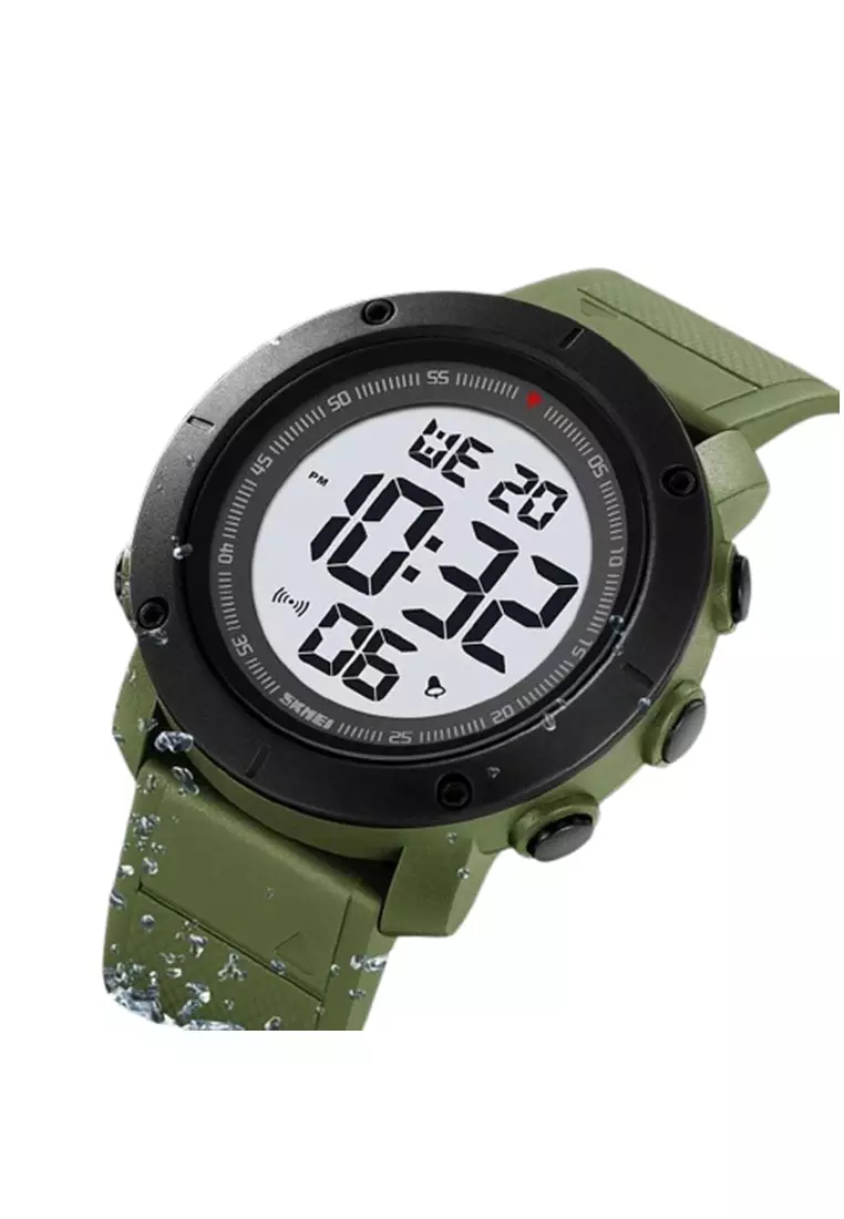 Jam Tangan Pria Digital 2122 LED Water Resist ORIGINAL - Army Green White