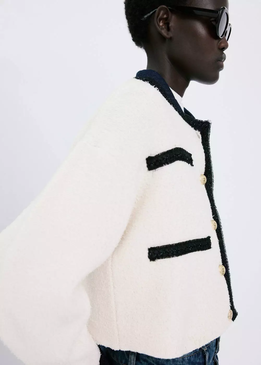 Cardigan ribbed kontras