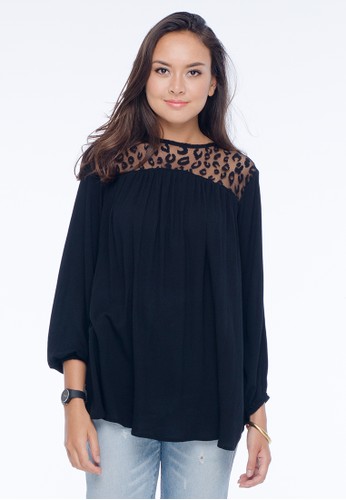 Long Sleeved Black Lace Blouse
