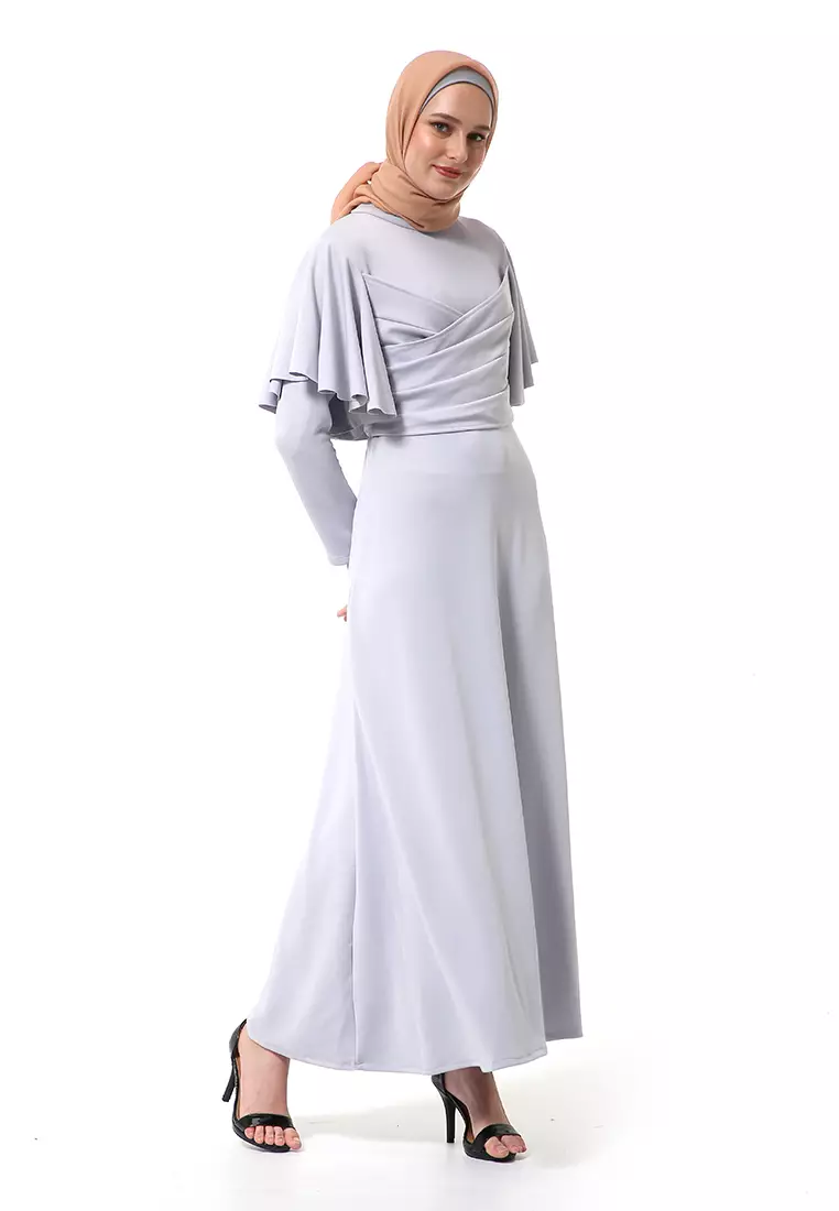 Zeta Dress Fashion Muslimah Wanita Long Sleeve Style Basic Relaxed Fit - Abu