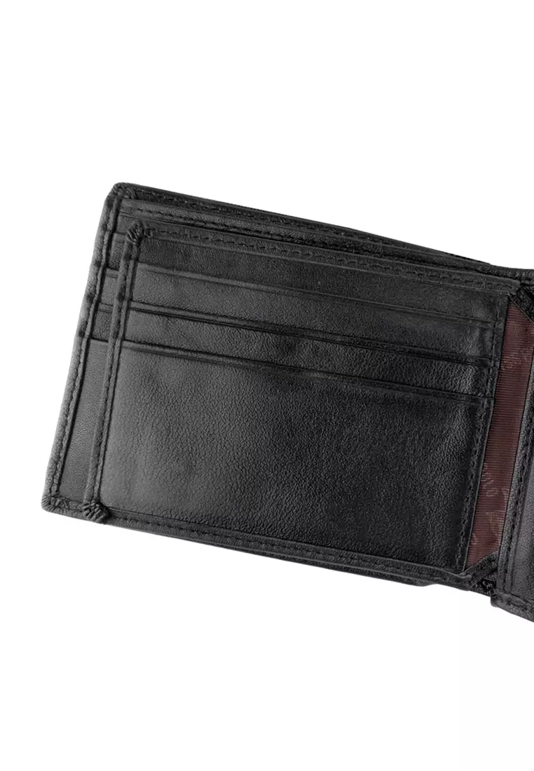 Men's RFID Blocking Tri Fold Wallet with Coin Compartment (RFID 錢包) - 黑色