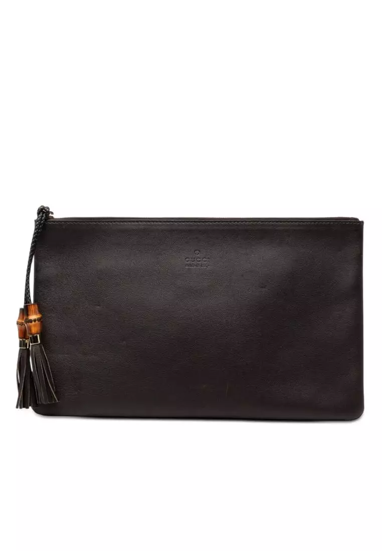 Pre-Loved Gucci Calfskin Bamboo Tassel Clutch