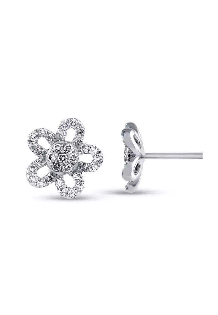 Daisy Diamond Earrings in 14K White Gold 0.29 ct. tw