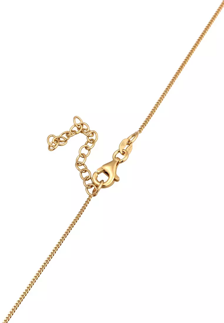 Kalung Perhiasan Perak 925 Wanita Circle Synthetic Opal Gold Plated