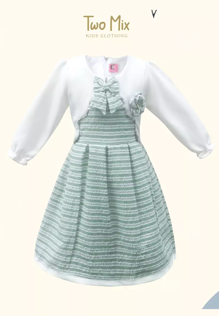 Two Mix Dress Anak Perempuan Lengan Panjang Usia 1-12 Tahun 4135